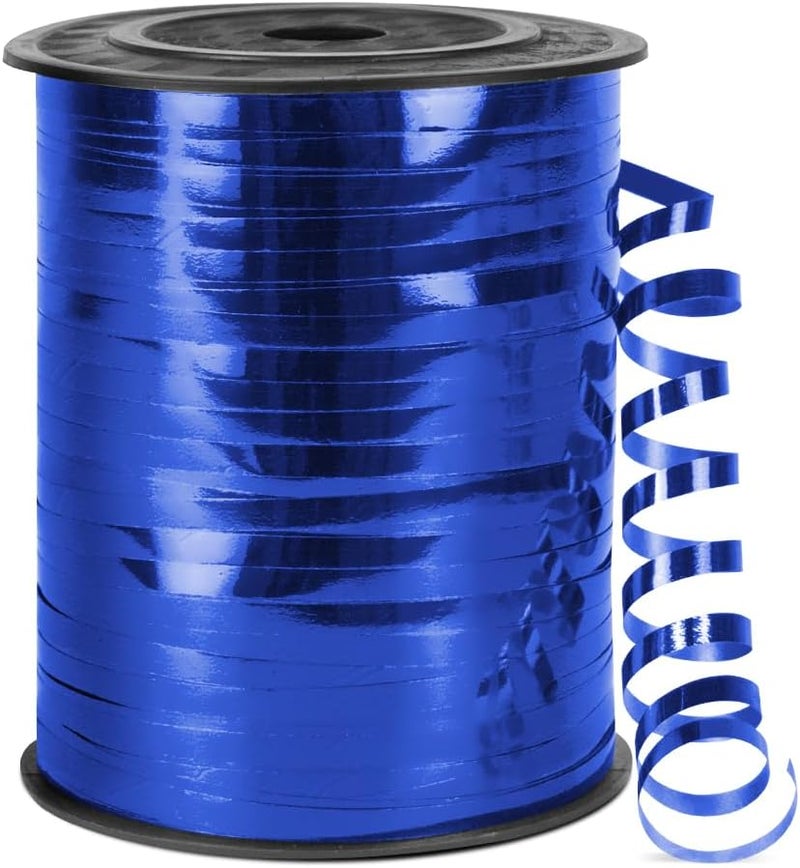 Isaspire 500 Yards Metallic Shiny Curling Ribbon with Spool, 1/5" Curly Ribbons - Perfect for Gift Wrapping, Florist Flowers, Birthday Party Decorations, and Balloon String Ribbon in Dark Blue - Image 1